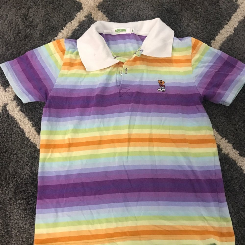 Coolefun Kid's Rainbow Striped Polo